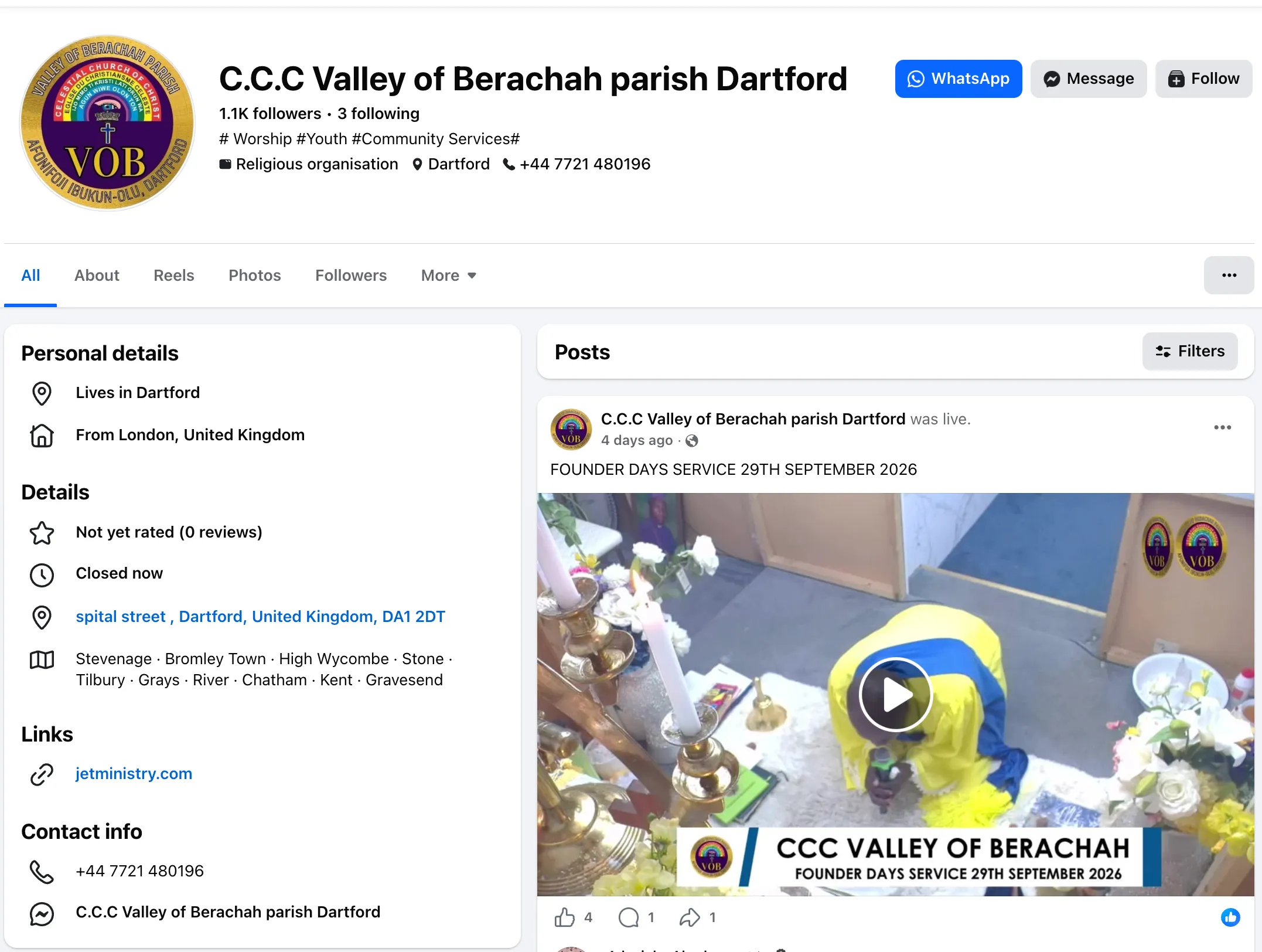 JET Ministry (C.C.C Valley of Berachah Parish), Dartford